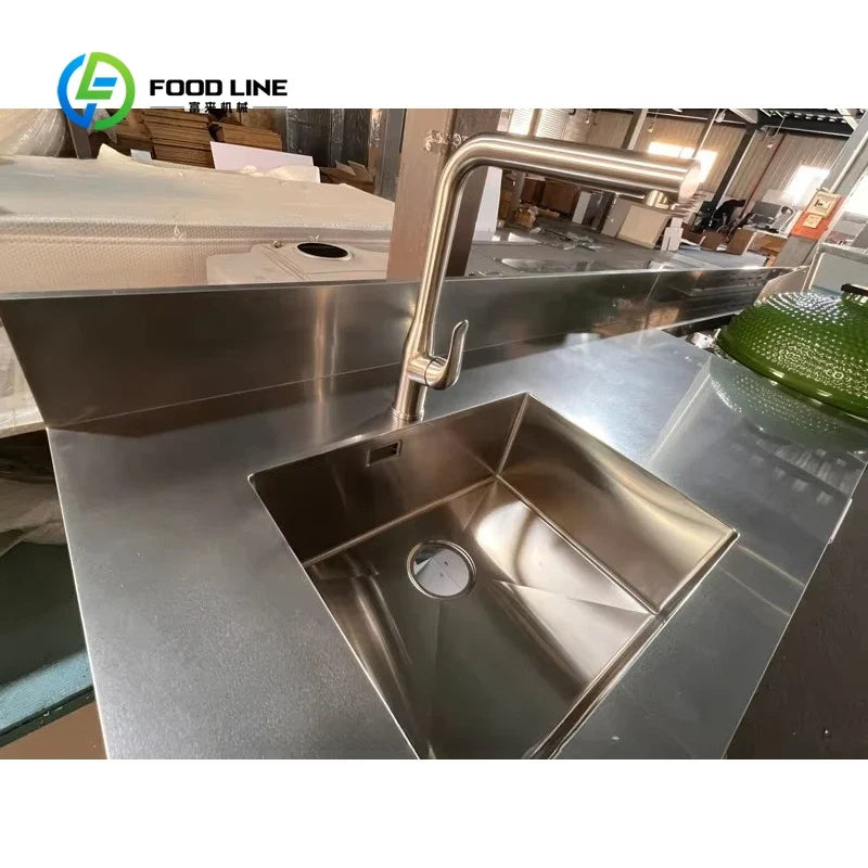 FlipStylez LLC® Modern Outdoor Kitchen Cabinet Set | Kamado Egg Grill + 9-Burner Gas | Multi-Scene BBQ Garden Kitchen