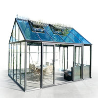 Victorian Greenhouse Designed for Year Round Growing, 8x15 Aluminum Frame, Tempered Glass, Brick Walls