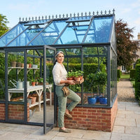 Victorian Greenhouse Designed for Year Round Growing, 8x15 Aluminum Frame, Tempered Glass, Brick Walls — product view 2