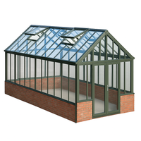 Victorian Greenhouse Designed for Year Round Growing, 8x15 Aluminum Frame, Tempered Glass, Brick Walls — product view 3