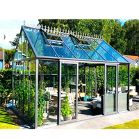 Victorian Greenhouse Designed for Year Round Growing, 8x15 Aluminum Frame, Tempered Glass, Brick Walls — product view 4